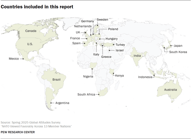 A map showing Countries included in this report 